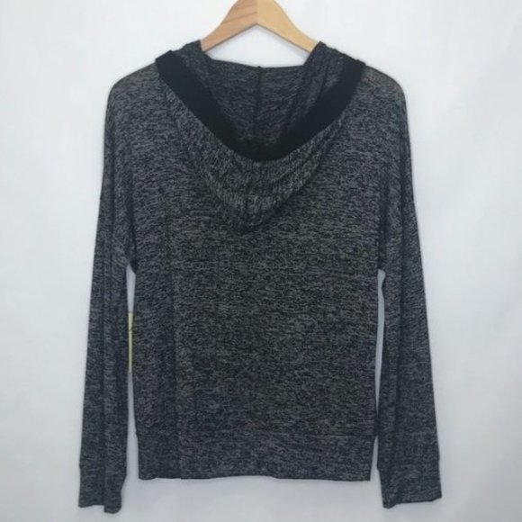 Women's Black and Gray Lace-Up Hoodie - Picture 2 of 9
